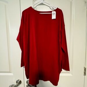 J. Jill Women’s Luxe Supima Long Sleeve Tunic Size Large in True Red NWT